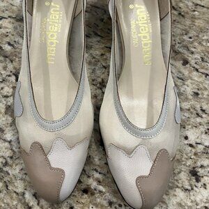 Vintage California Magdesians Women’s Mesh Leather Patchwork Wedge Heels Size 6M